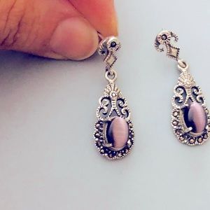 Vintage silver earrings with purple amethyst